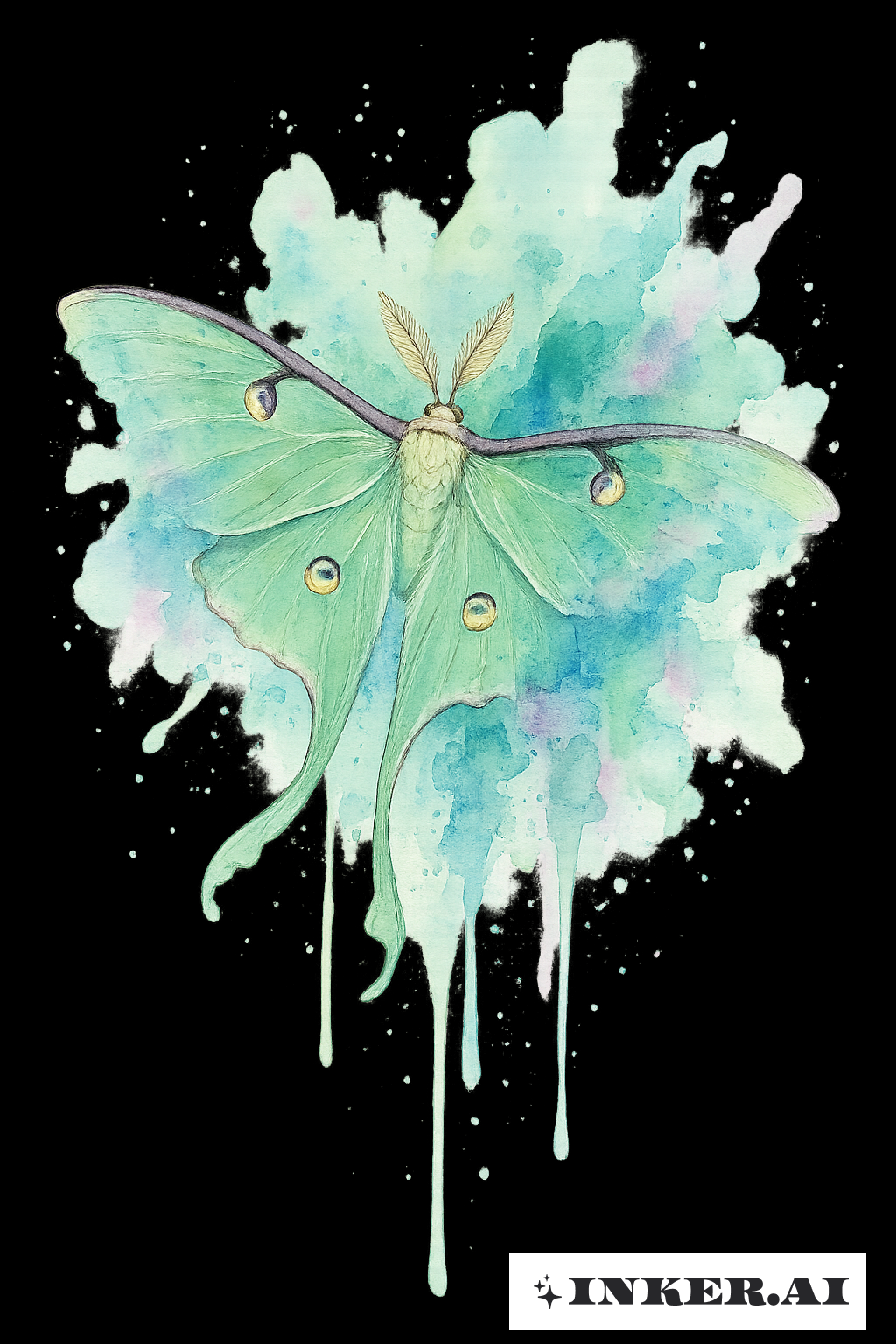 Luna Moth Dissolving Into A Color Wash