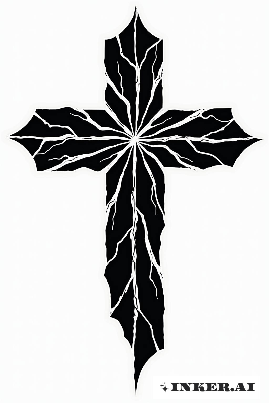 Ein Kreuz mit Glasbruch - Effekt, mit scharfen Kanten und einem einzigartigen visuellen Eindruck.