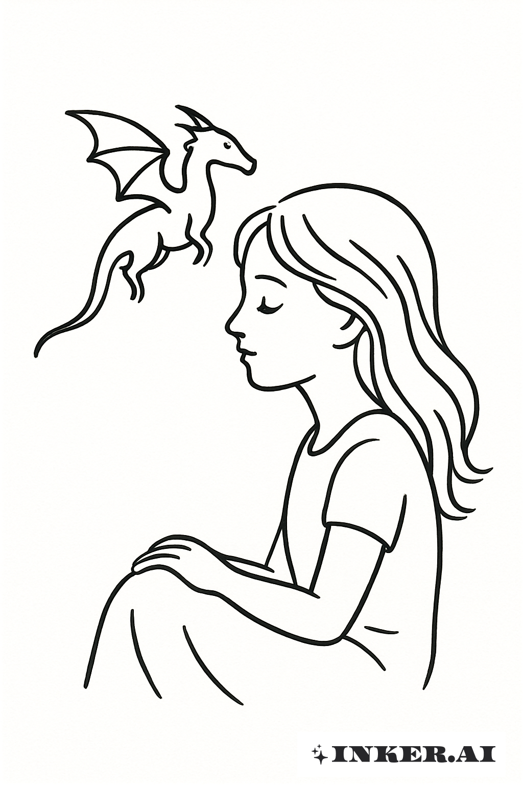 The Girl With The Dragon In Simple Flight