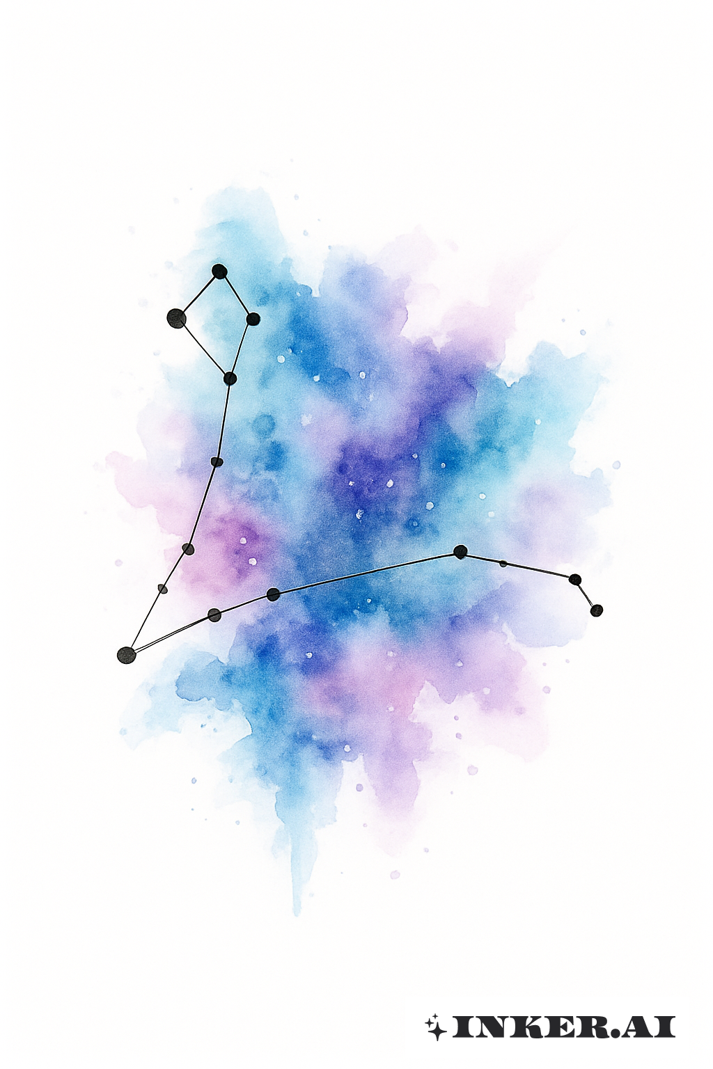 水彩星雲中的雙魚座星座