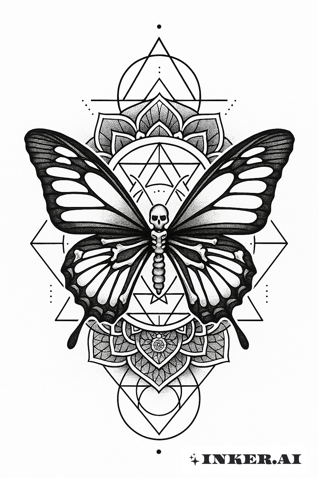 Sacred Geometry Butterfly Skeleton