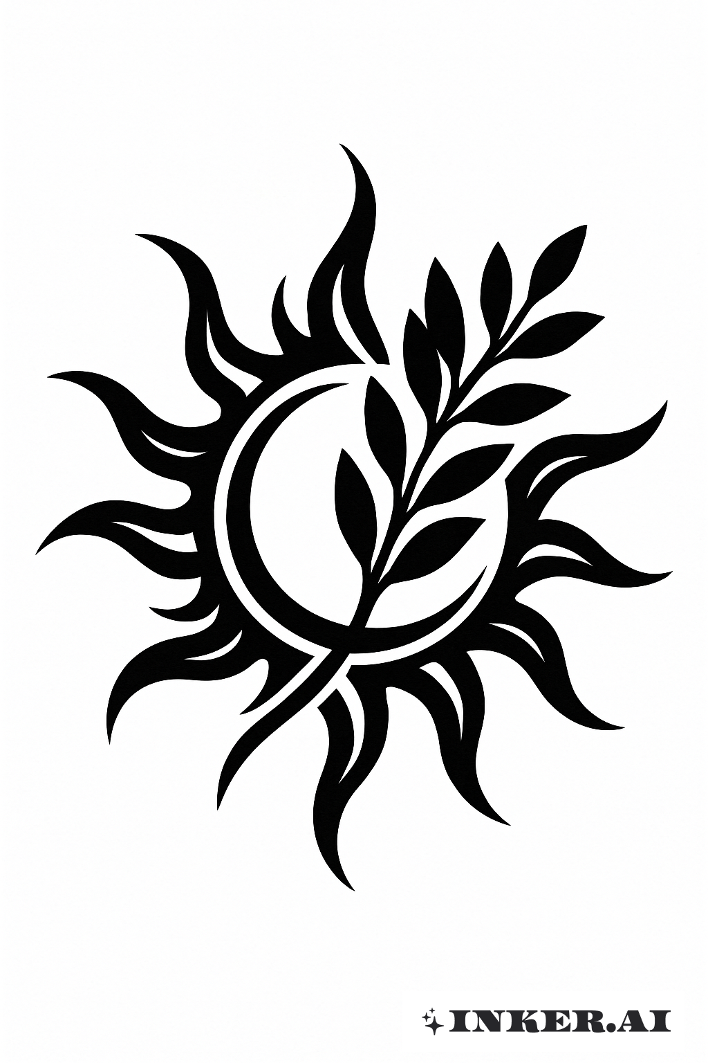Símbolo de Sol Estilizado com um Ramo de Oliveira