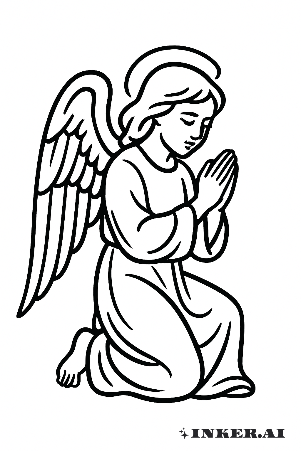 Kneeling Guardian Angel in Prayer