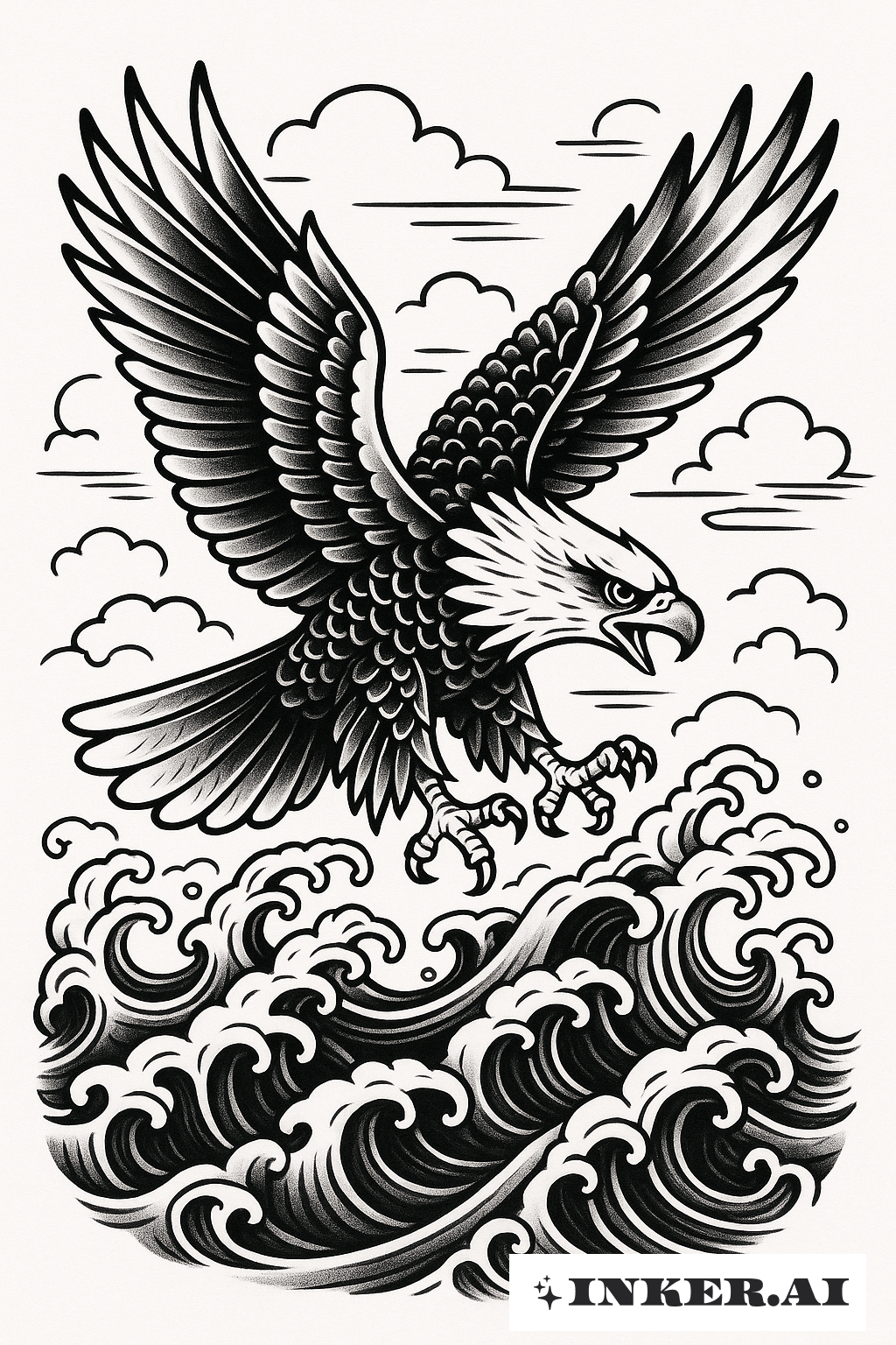 Águia Majestosa Entre Ondas Revoltas