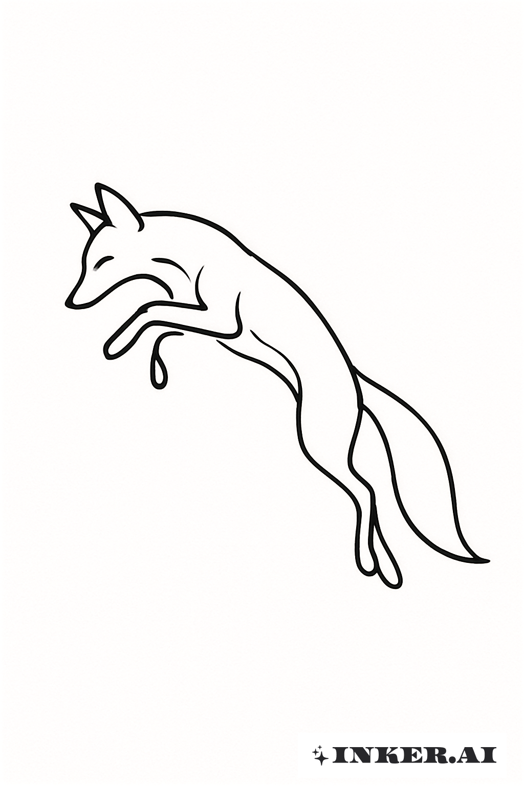 Un Renard Enjambant Composé d'une Seule Ligne Délicate