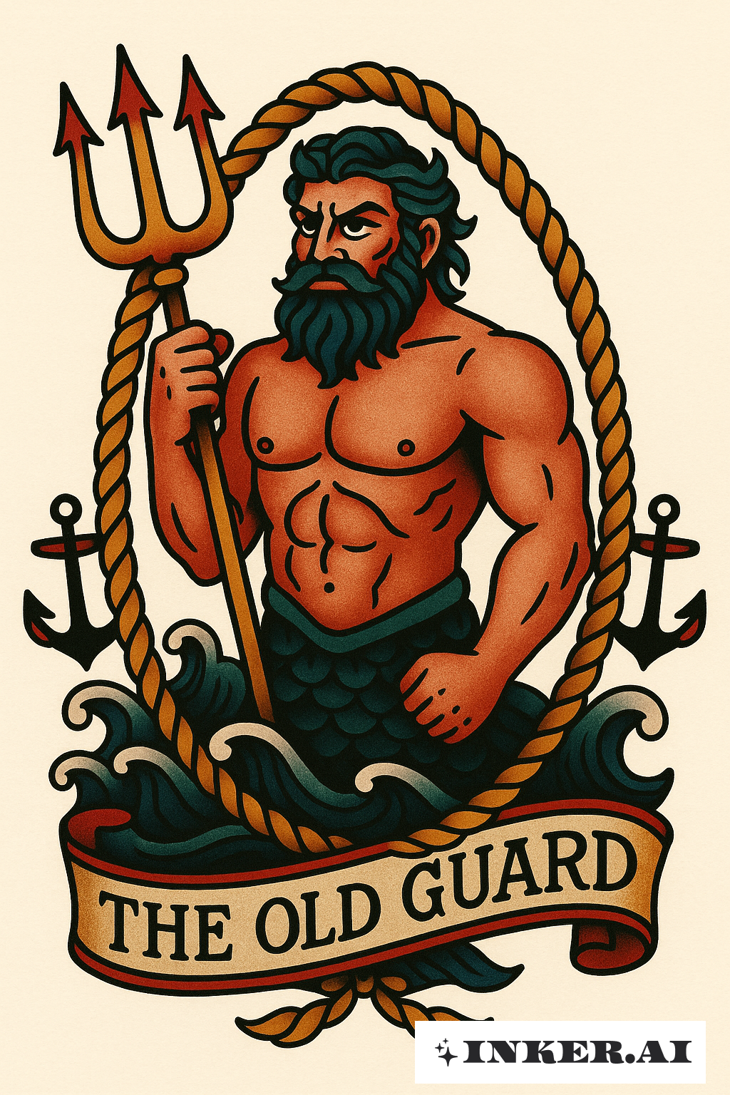 The Old Guard Poseidon With A Rope Frame