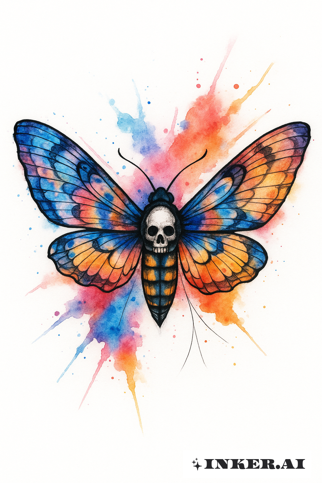 Death Moth With Vibrant Color Splashes
