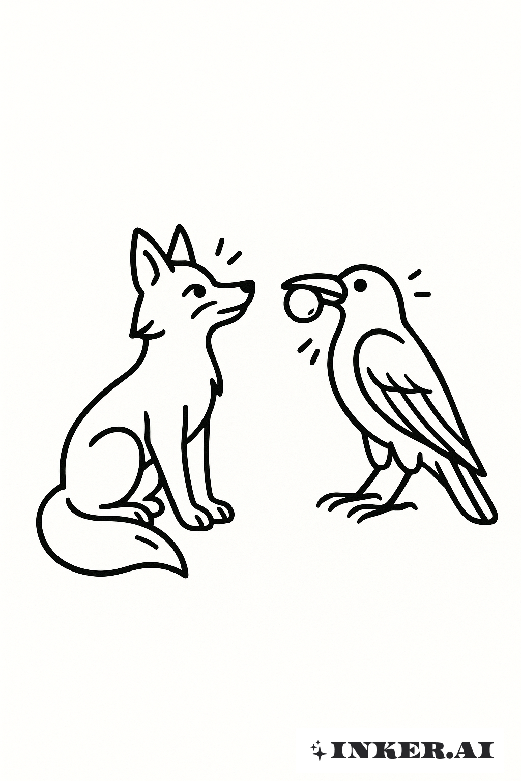 Un simple renard et corbeau de la fable