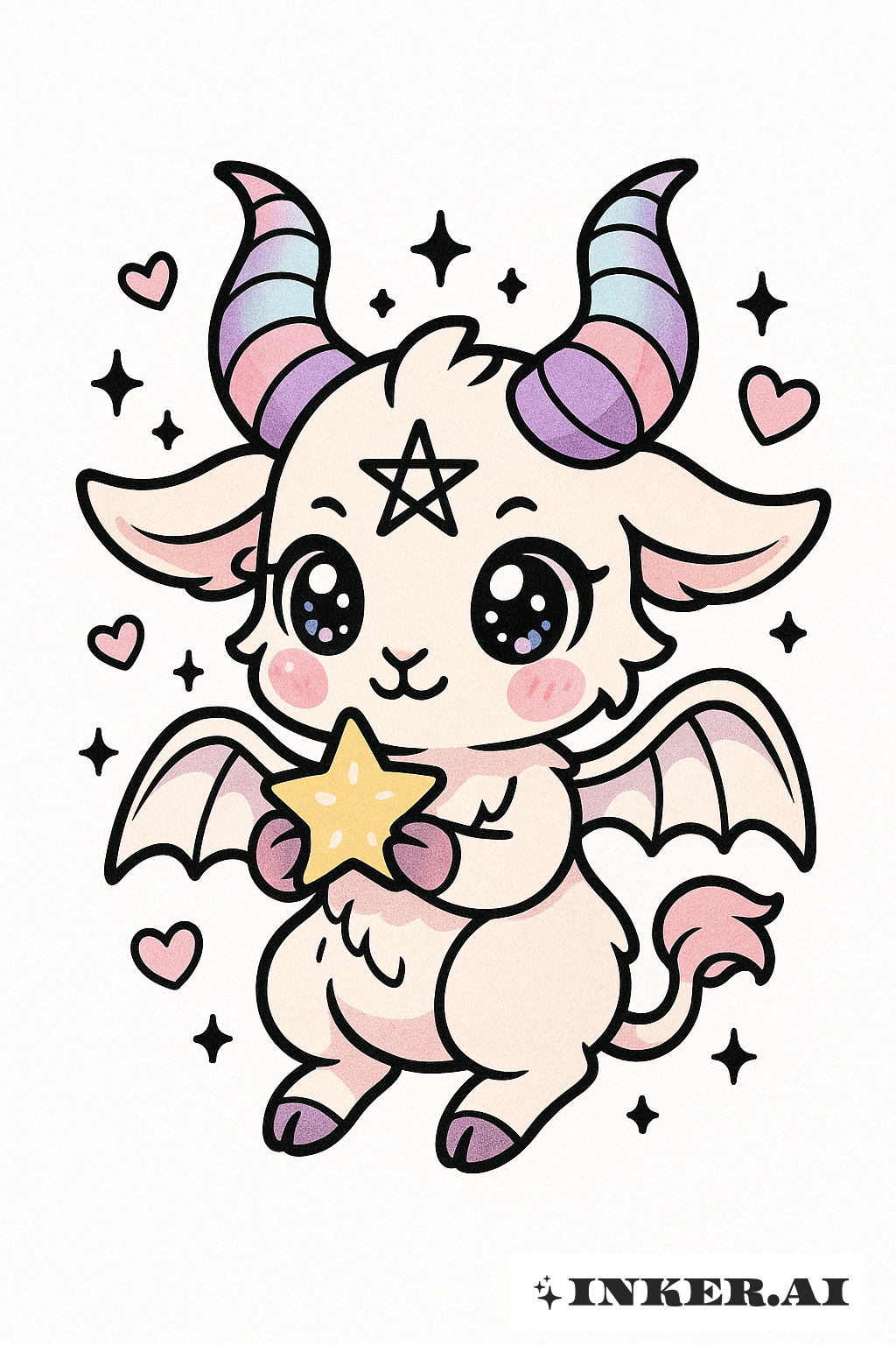 Kawaii Baphomet mit funkelnden Augen
