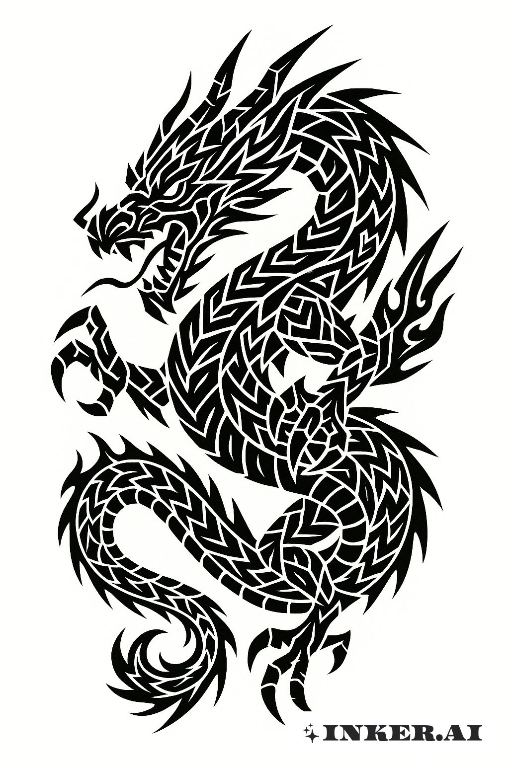 銳角部落風格的日本龍