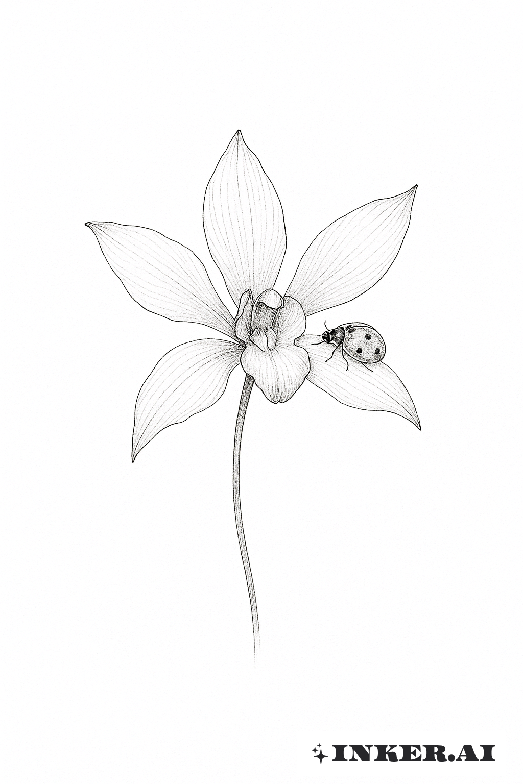 Una mariquita sobre una sola orquídea