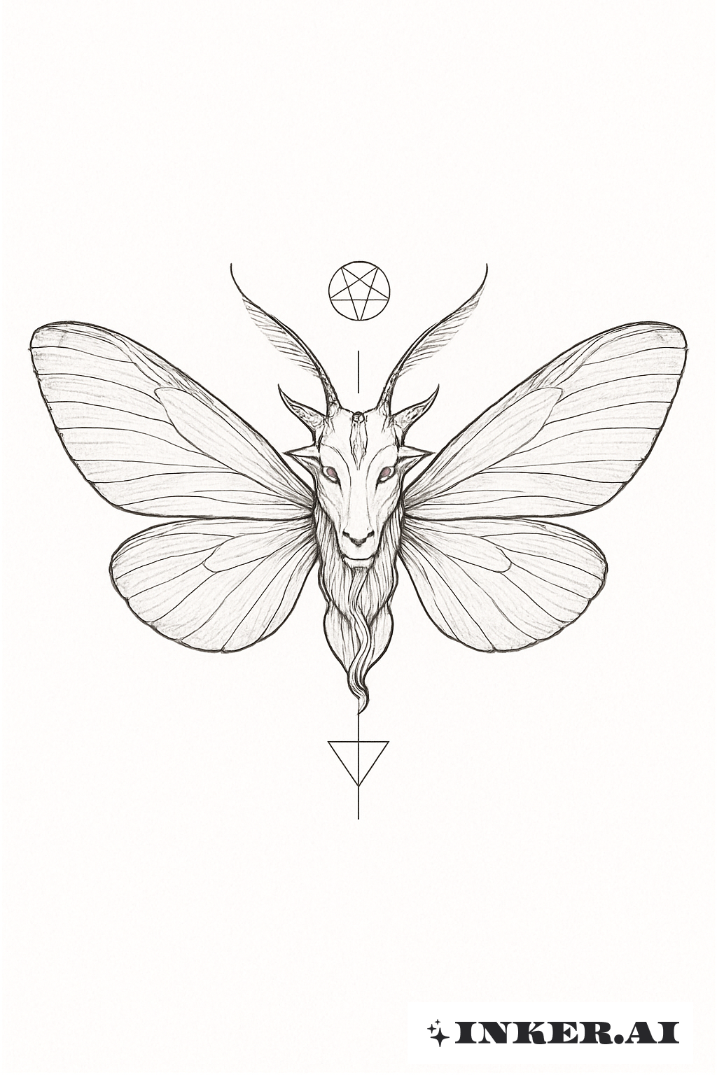 Traça de Baphomet com Asas Delicadas