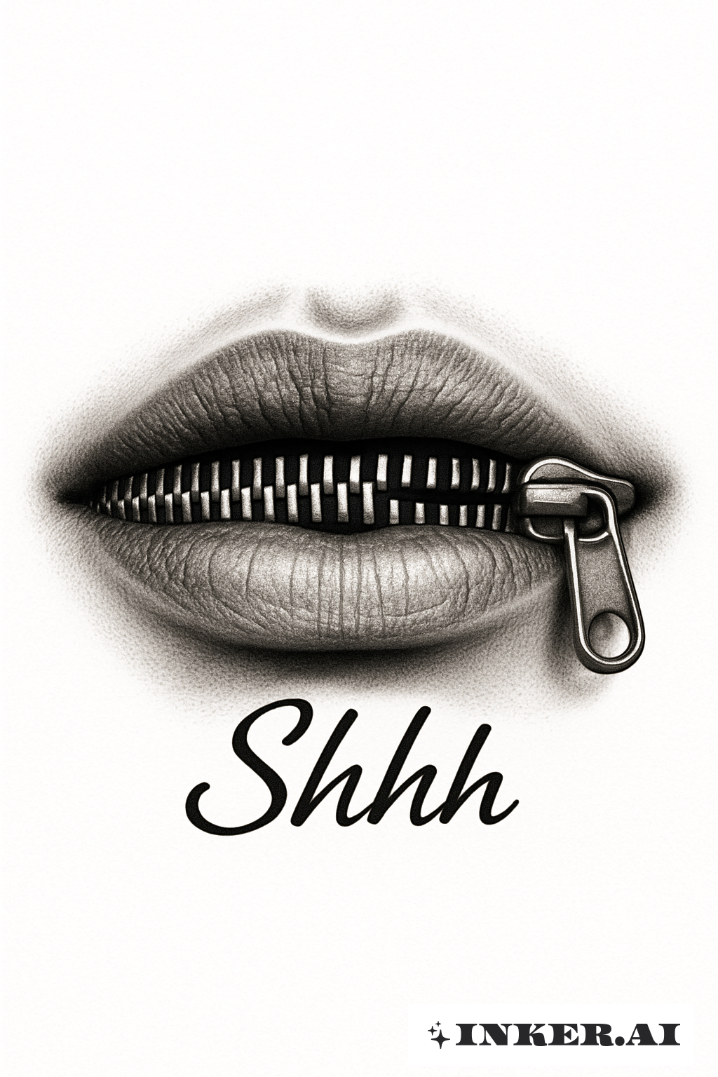 A Zippered Mouth And The Word Shhh