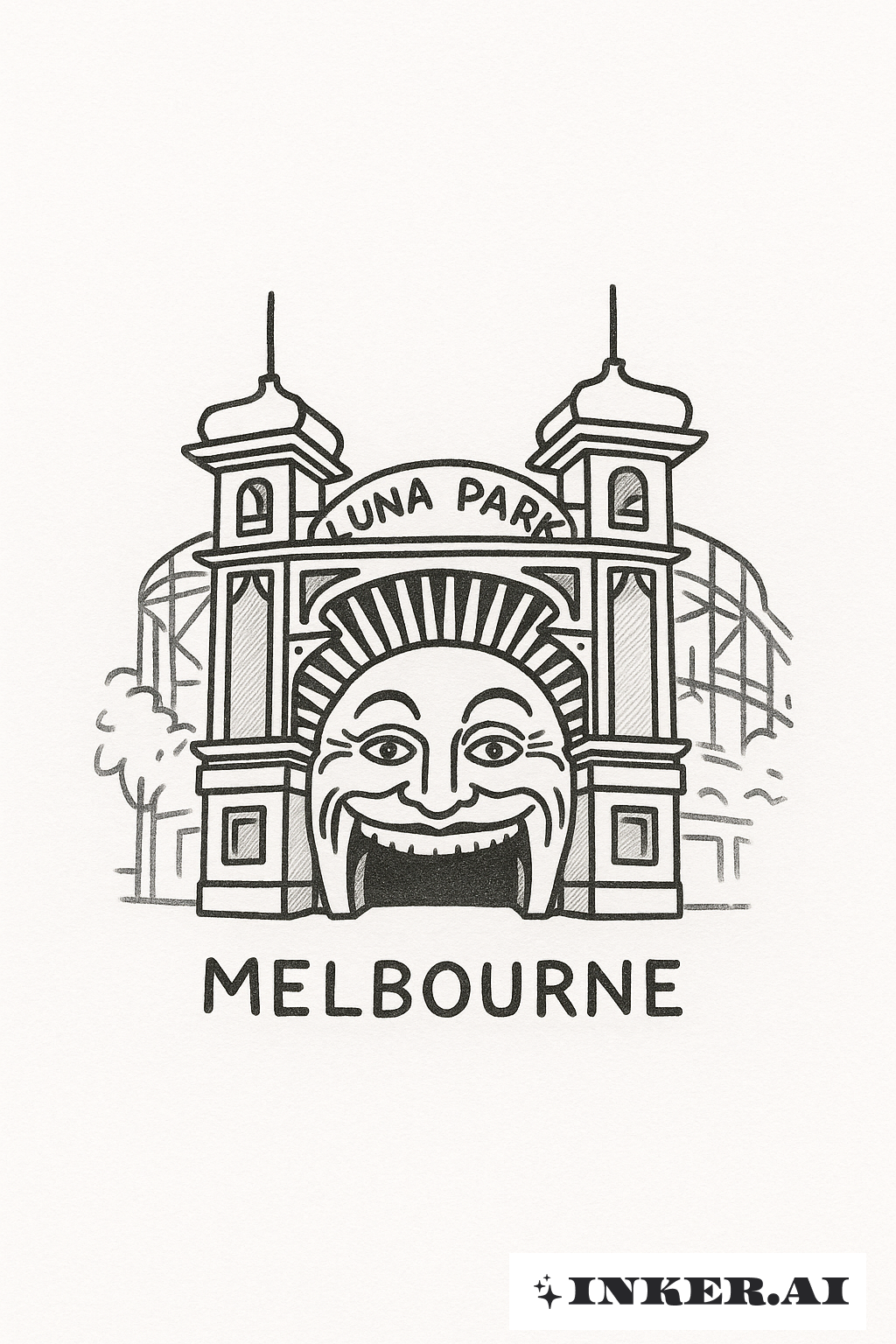 Hình vẽ Luna Park ở thành phố Melbourne