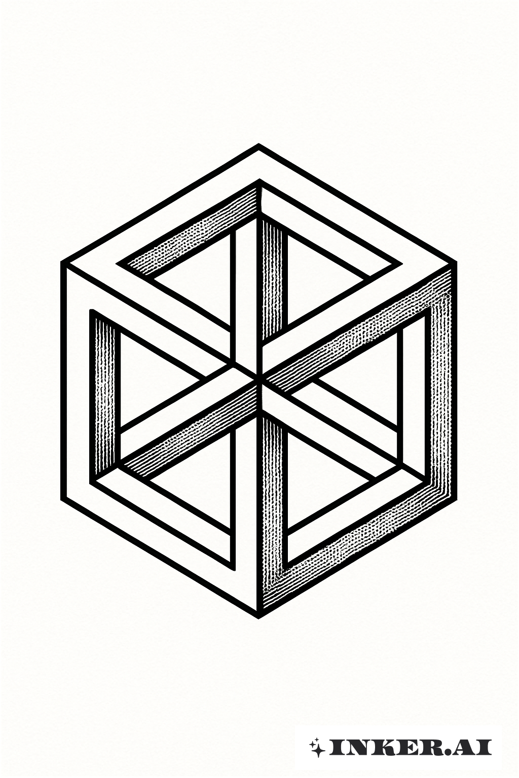 Um Cubo Impossível de Tatuagem Stick and Poke