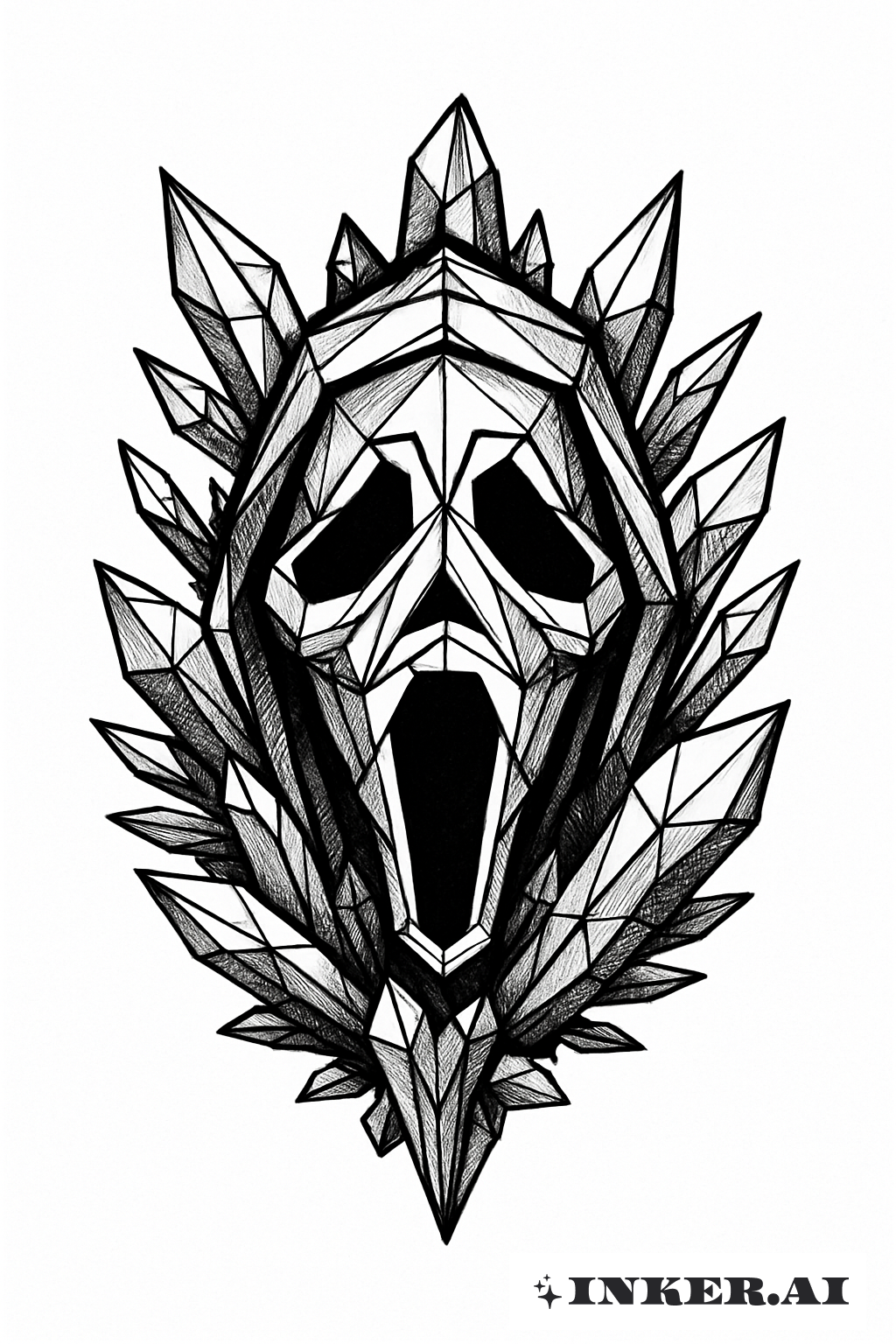 Ghost Face Mask With Crystalline Structures