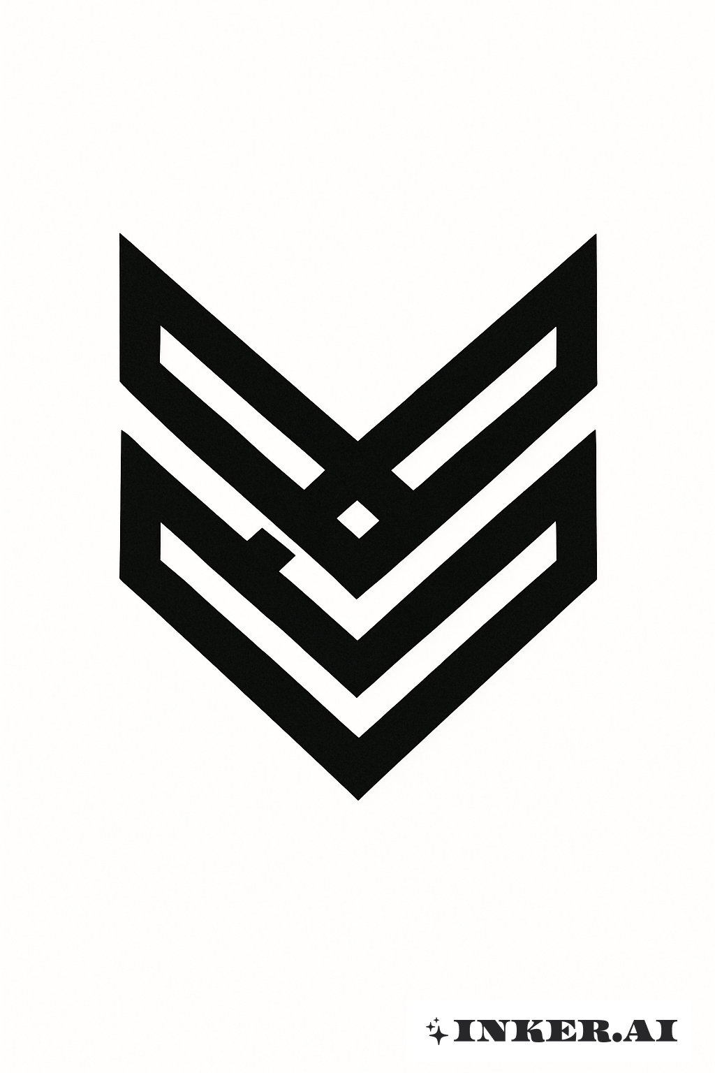 三つの重なるシェブロン矢印のパターンのタトゥーデザイン：無料ダウンロード＆バーチャル試着, image size:1024x1536