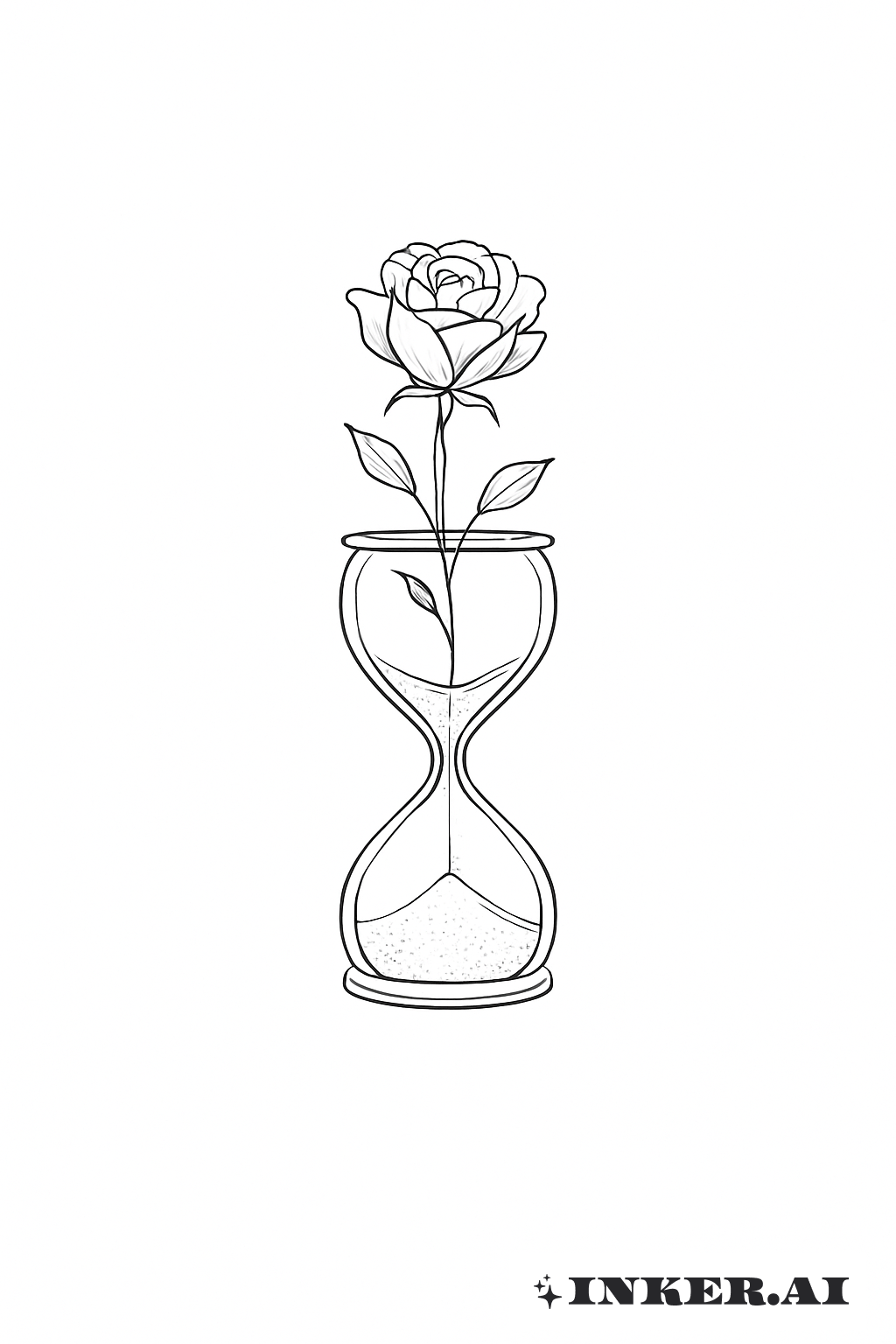 Rose Unique Poussant d'un Sablier