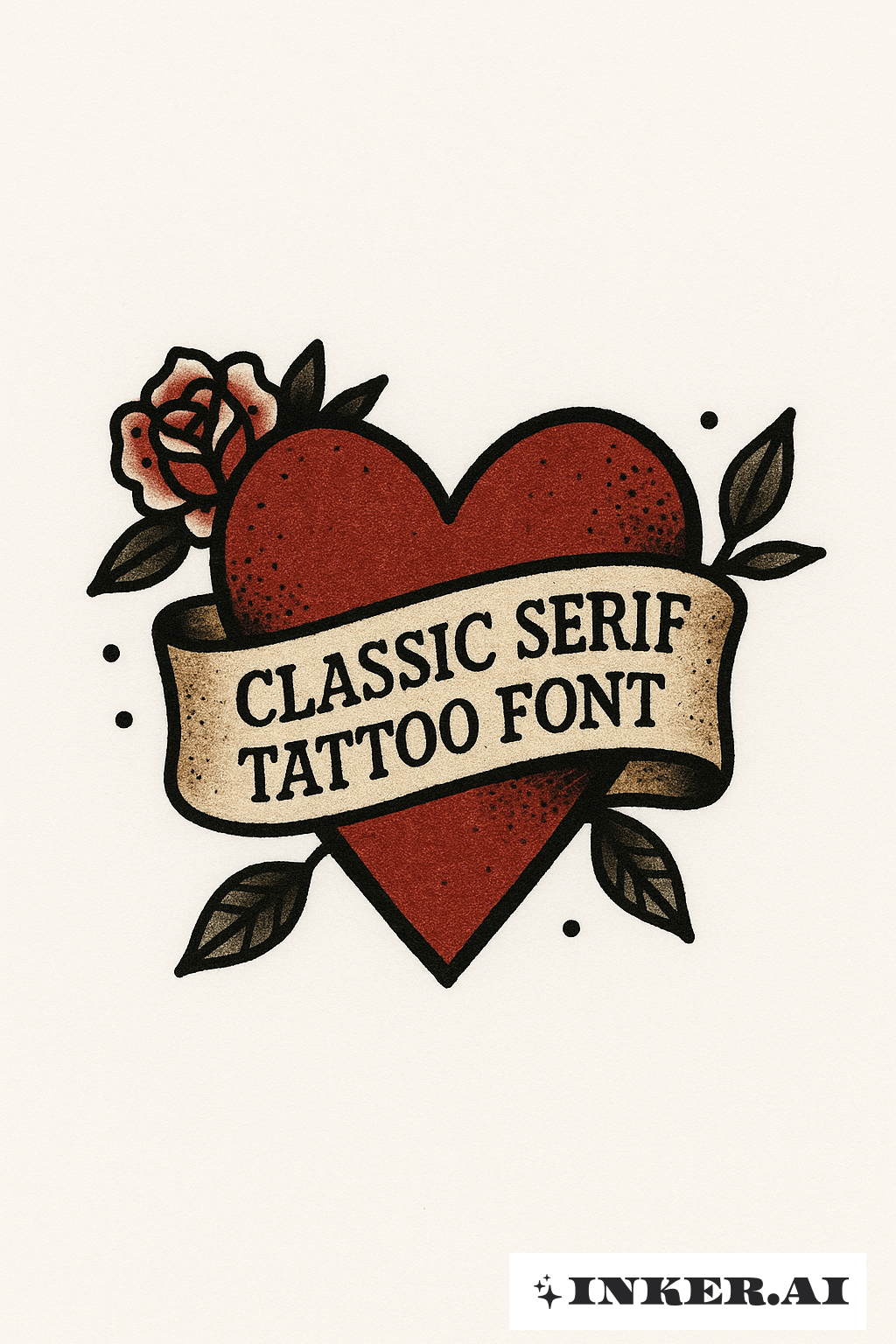 Stick and Poke Herz mit Banner