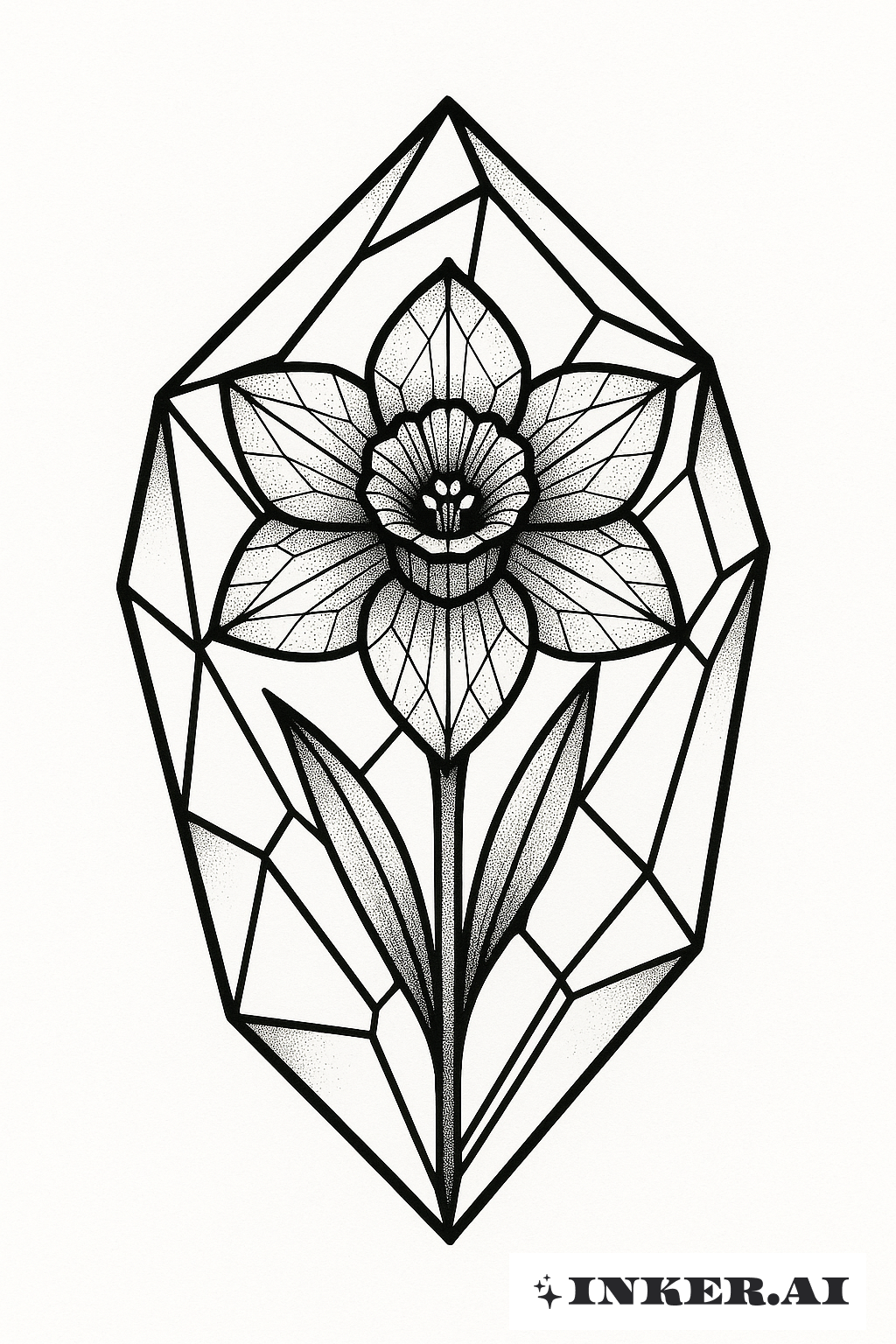 Jonquille Géométrique à l'intérieur d'un Cristal