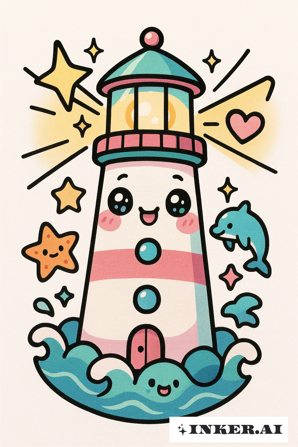 Faro Kawaii Con Cara Sonriente