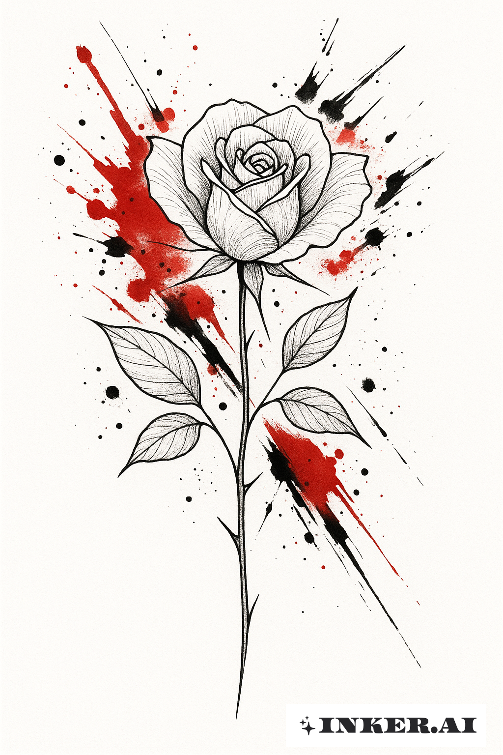 Roses Seule et Éclaboussure Trash Polka