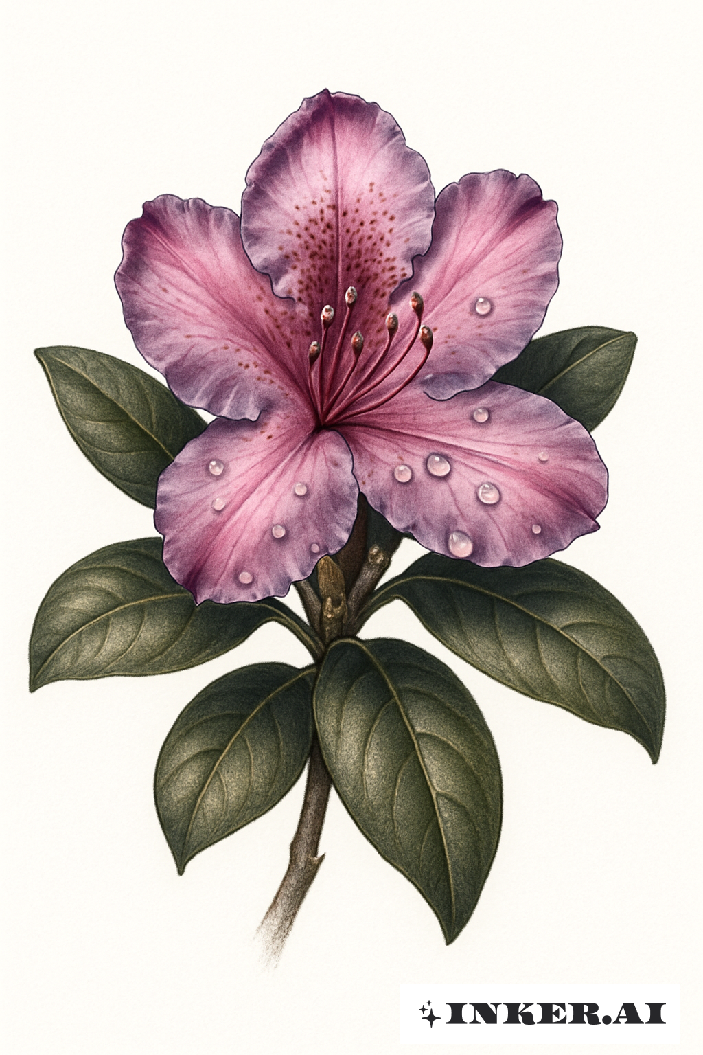 ツツジの花を描いた詳細なポートレート