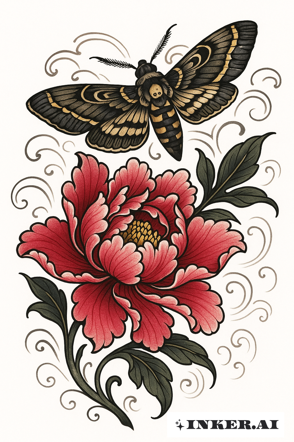 Peony Blossom And The Death Moth