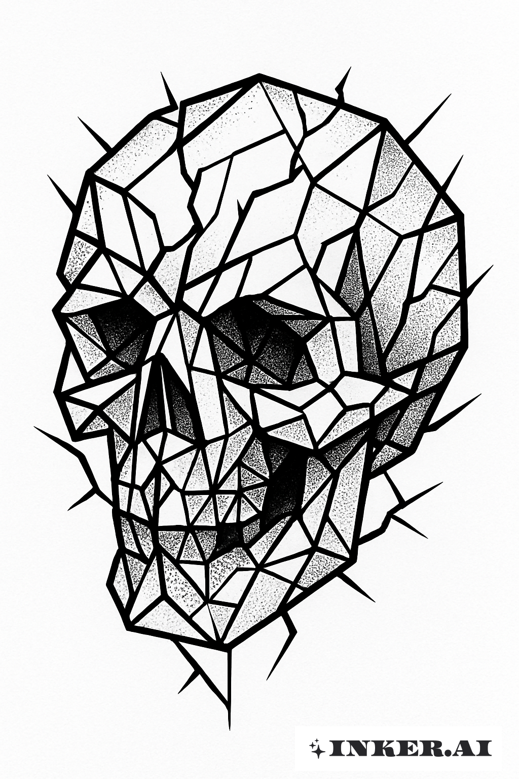 Un Crâne Cubiste Infecté de Fissures