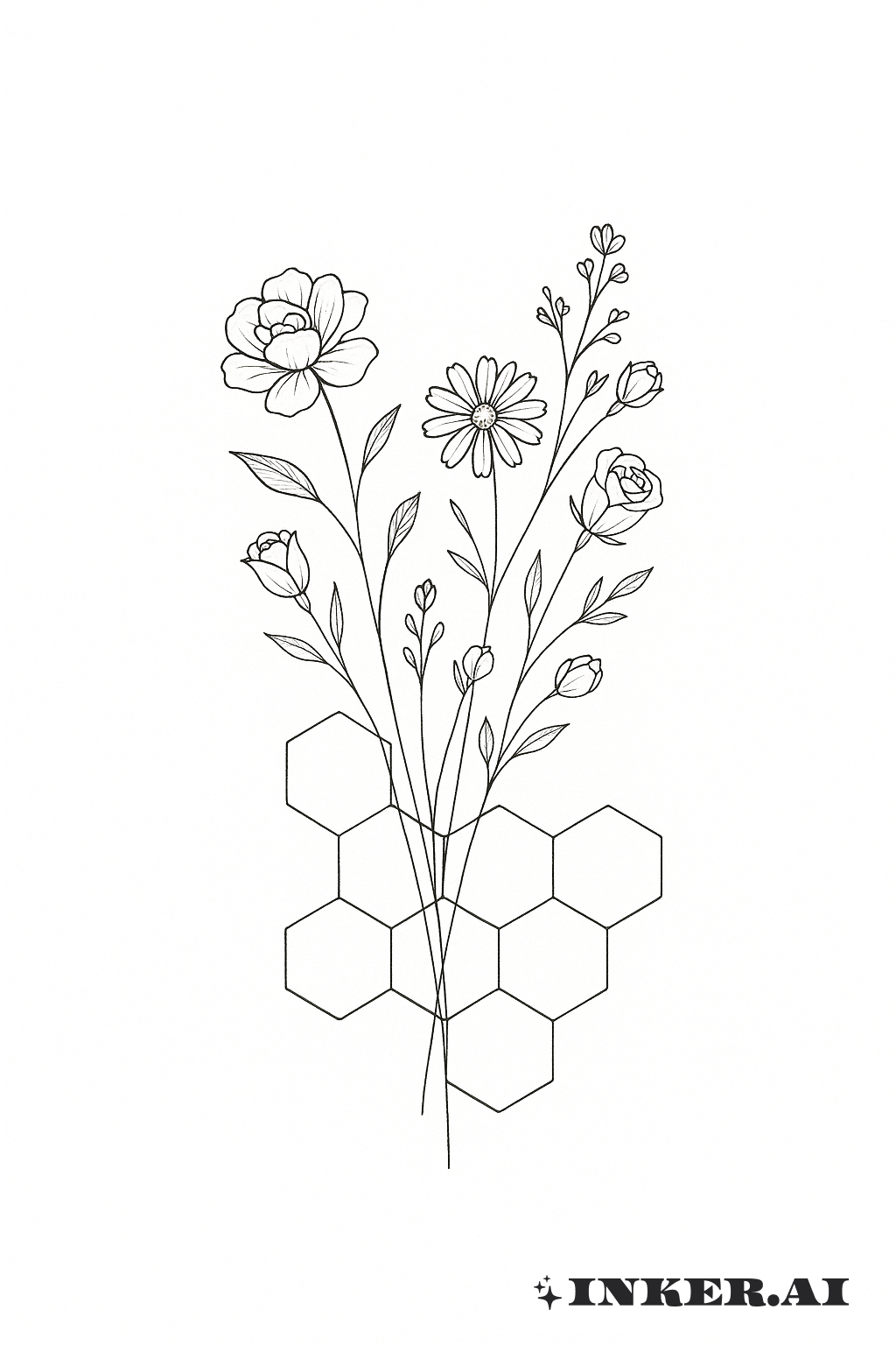 Zarte Blumen, die aus Honigwaben wachsen