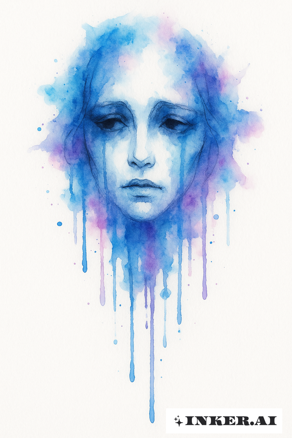 Ghost Face Dissolving Into Watercolor Drips