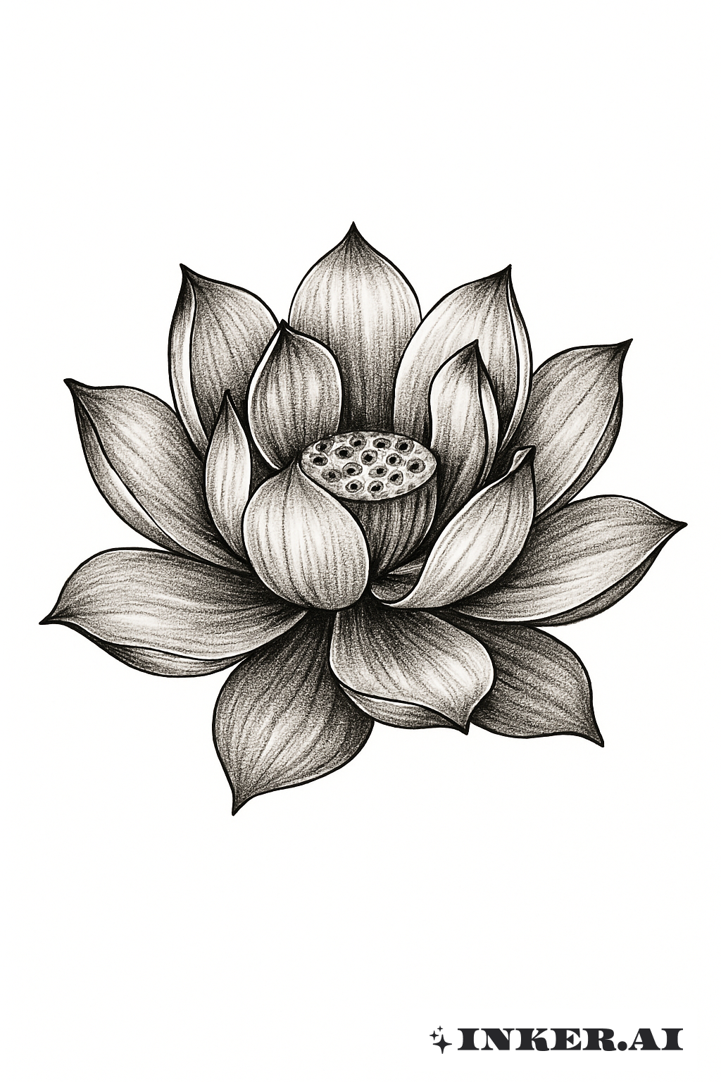 Black Realistic Lotus Flower Bloom