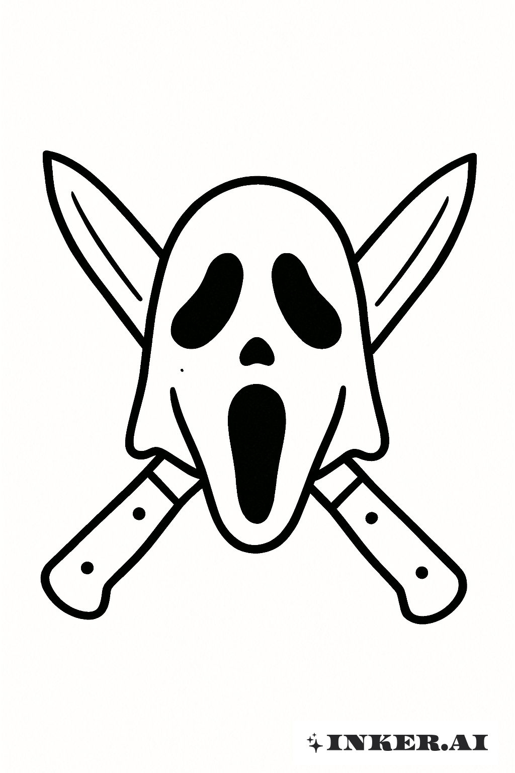 Two Crossed Knives Behind Ghost Face