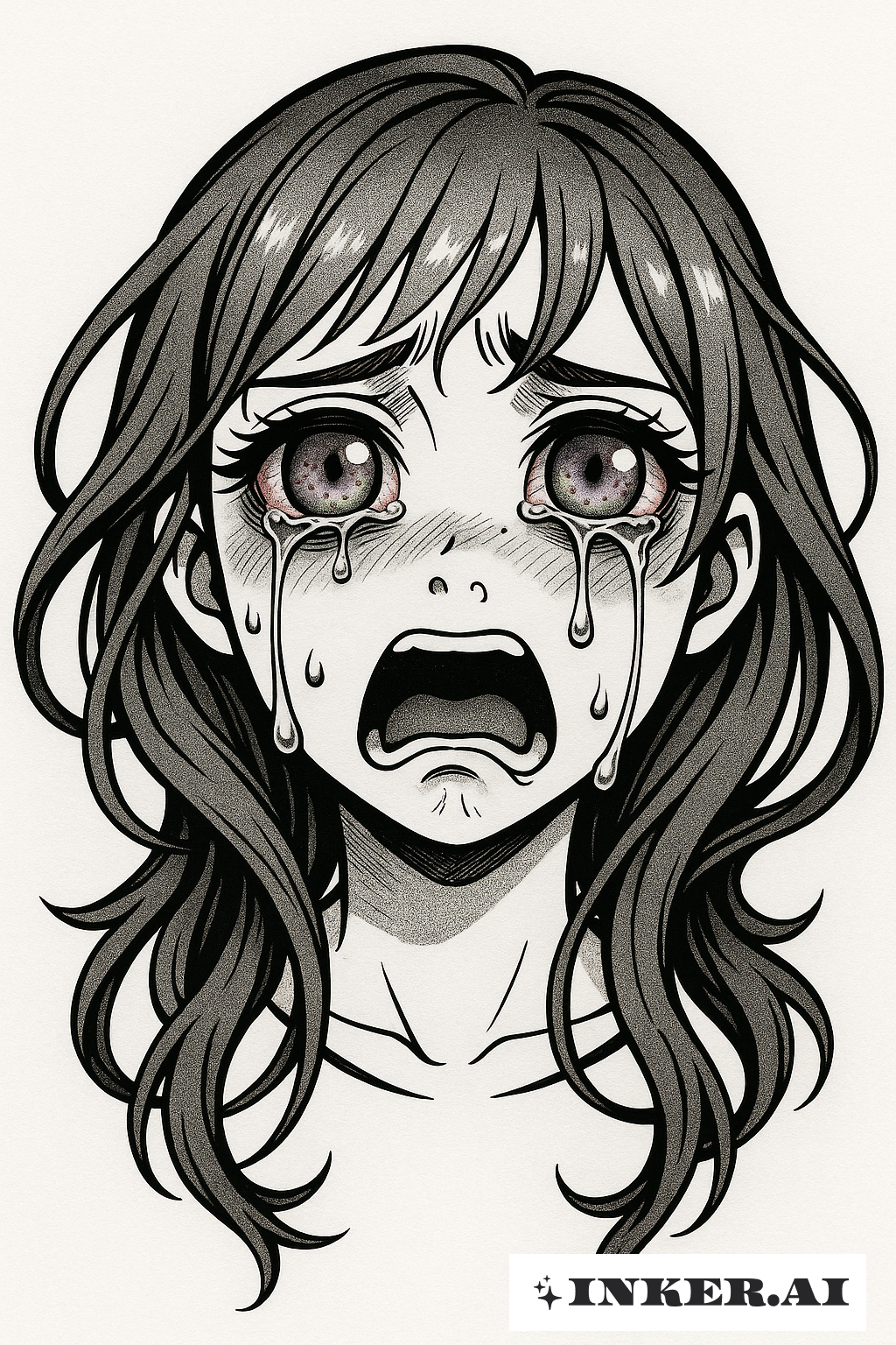 Une Fille d'Anime en Pleurs avec des Yeux Infectés