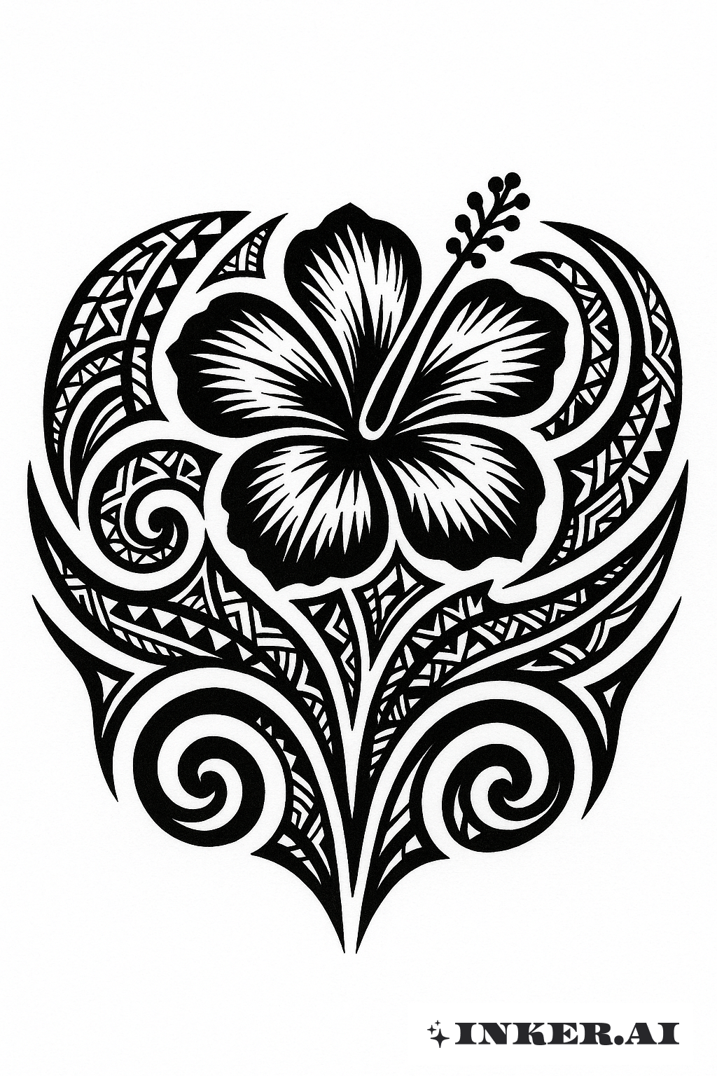 Polynesian Style Tribal Hibiscus