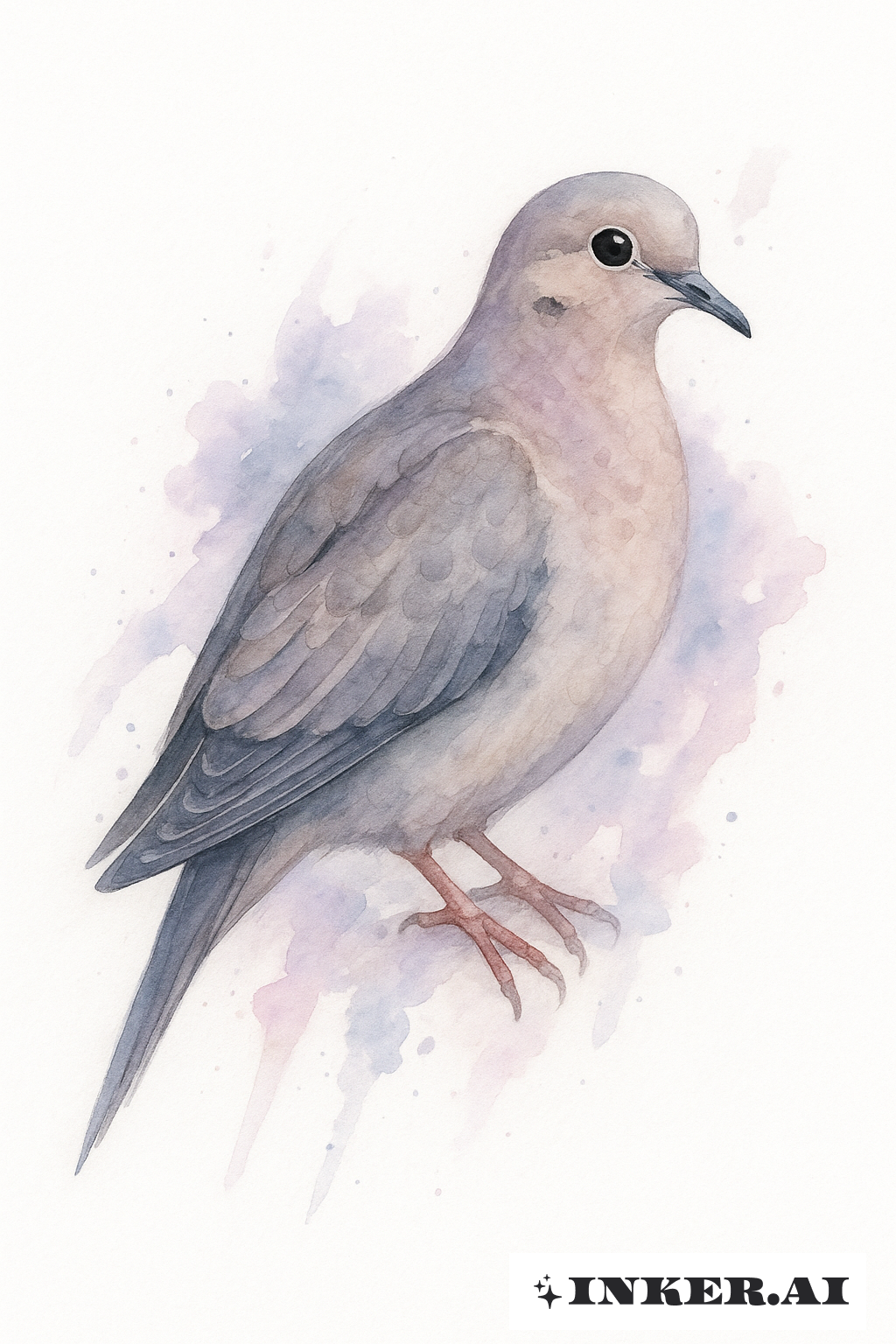 Colombe en deuil dans des nuances de gris et de lilas