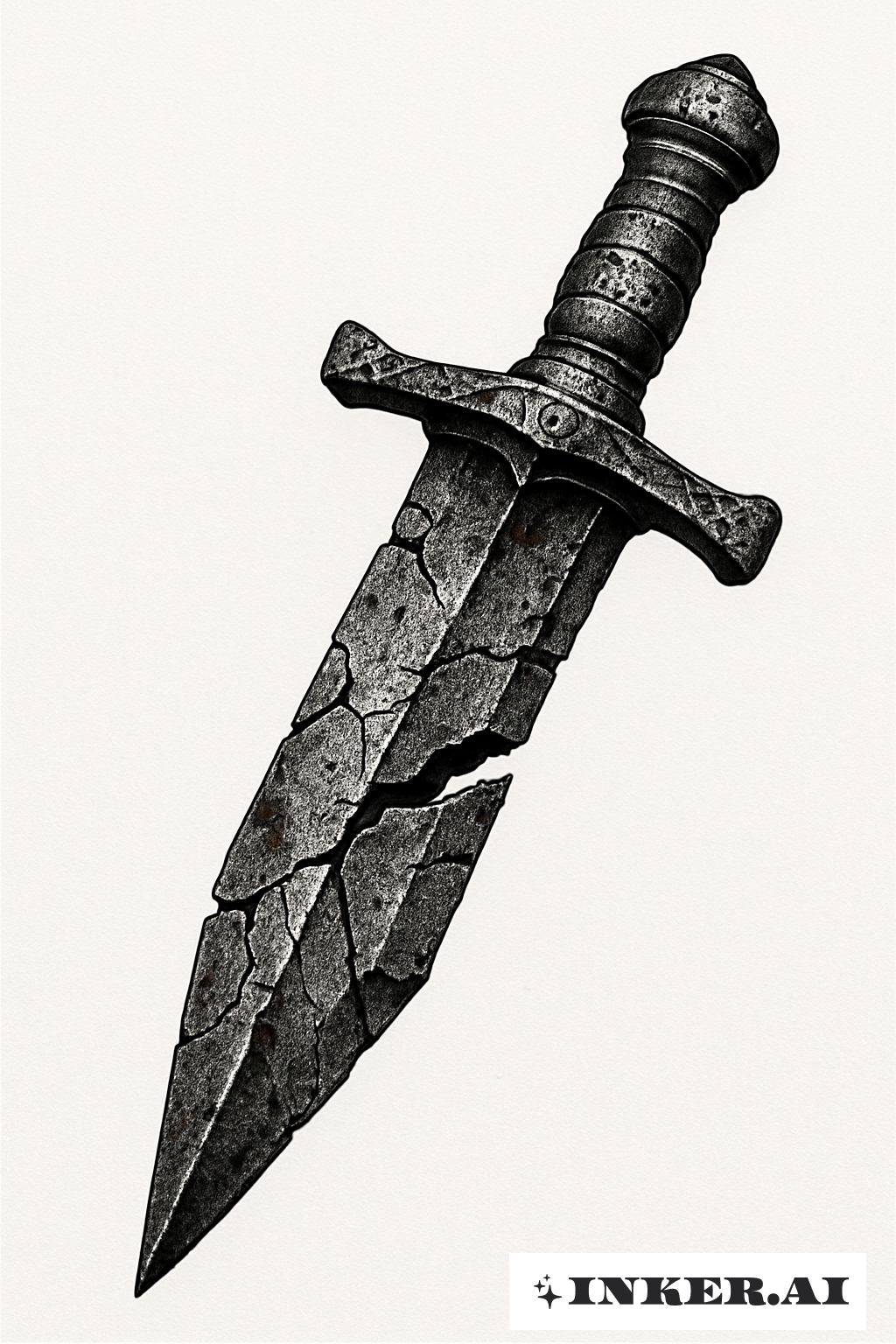 Verrosteter und Antiker Zerbrochener Dolch