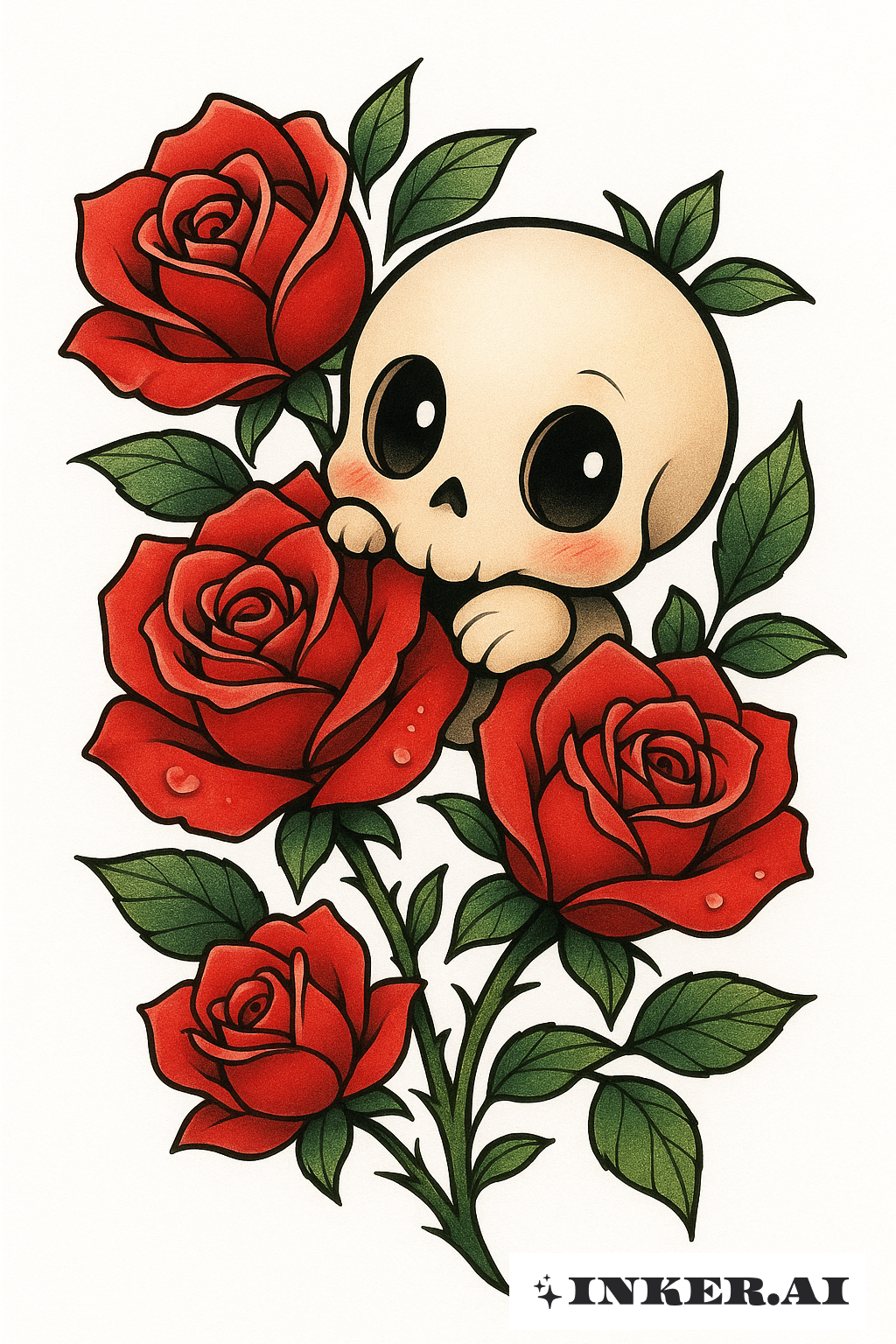 Chibi Totenkopf Escondido Nas Rosas