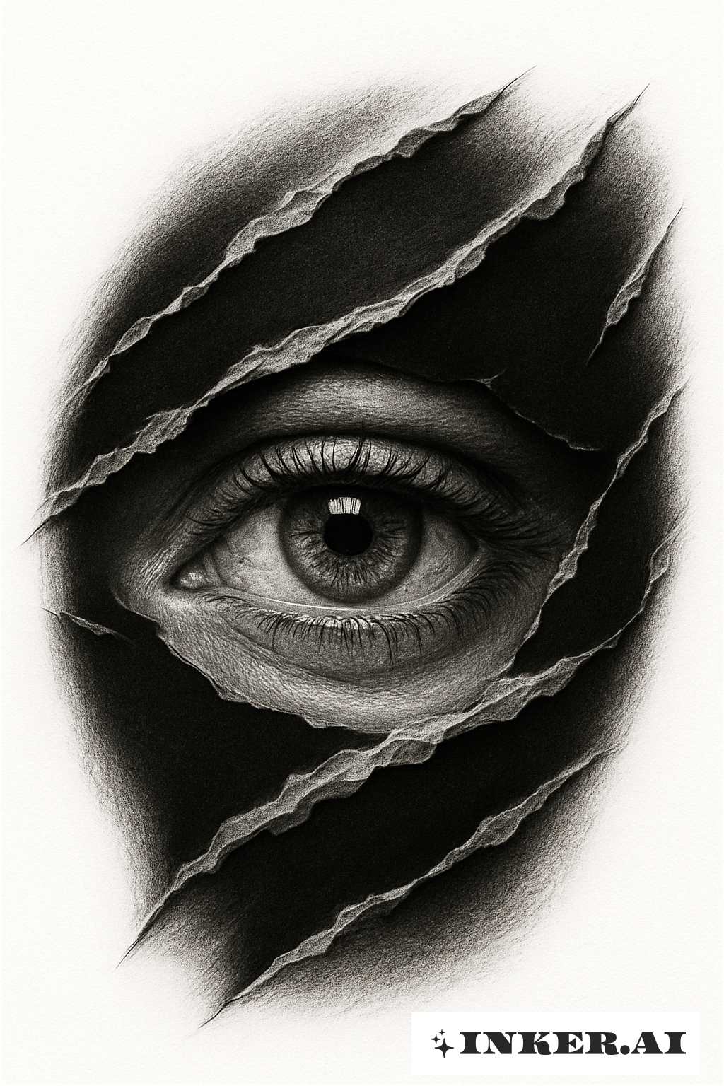 찢어진 블랙아웃을 통해 엿보는 눈