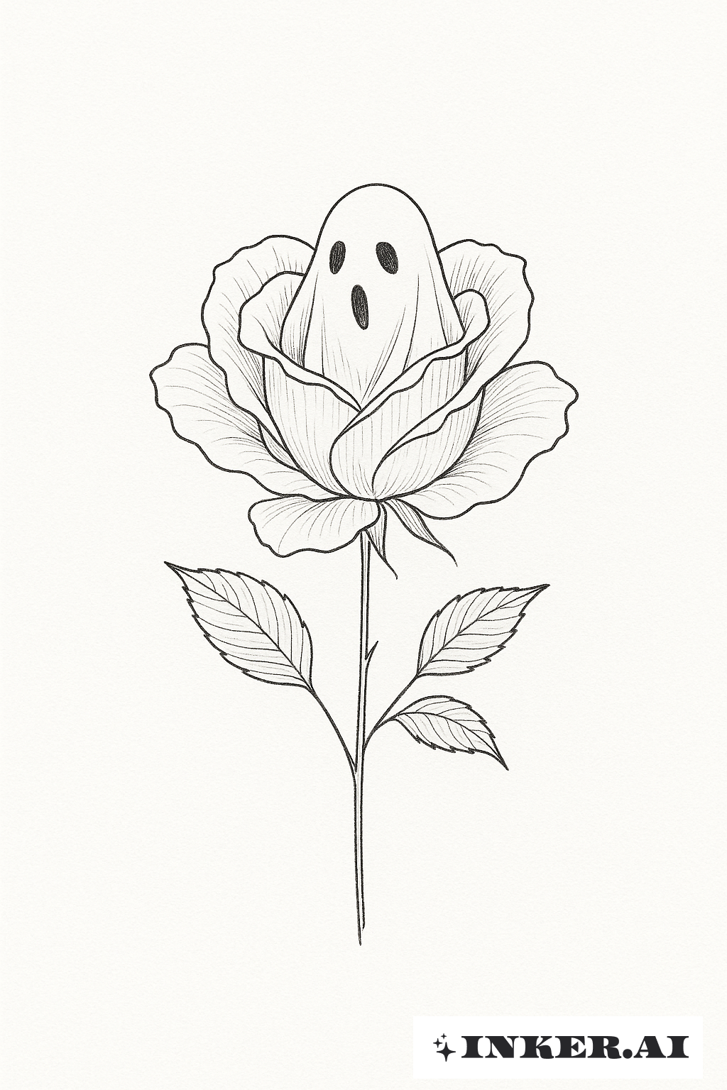 Ghost Face Emerging From A Single Rose