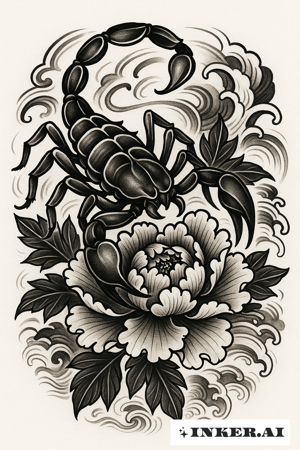 Scorpio Guarding the Peony Blossom