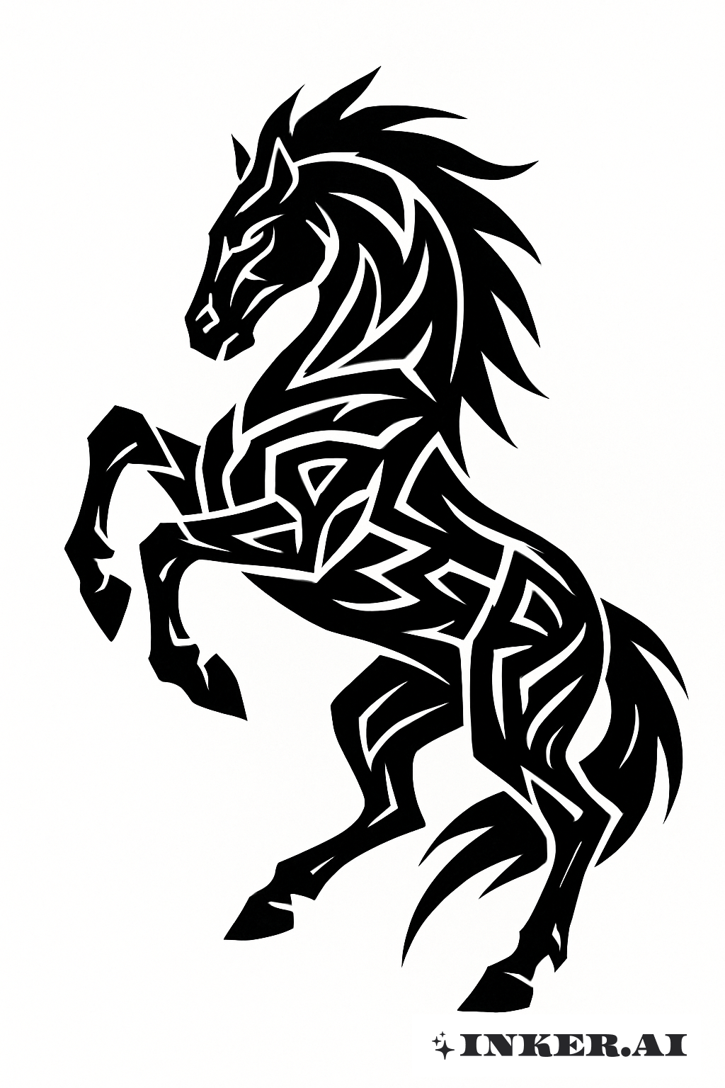 Cheval Tribal Angulaire Sombre