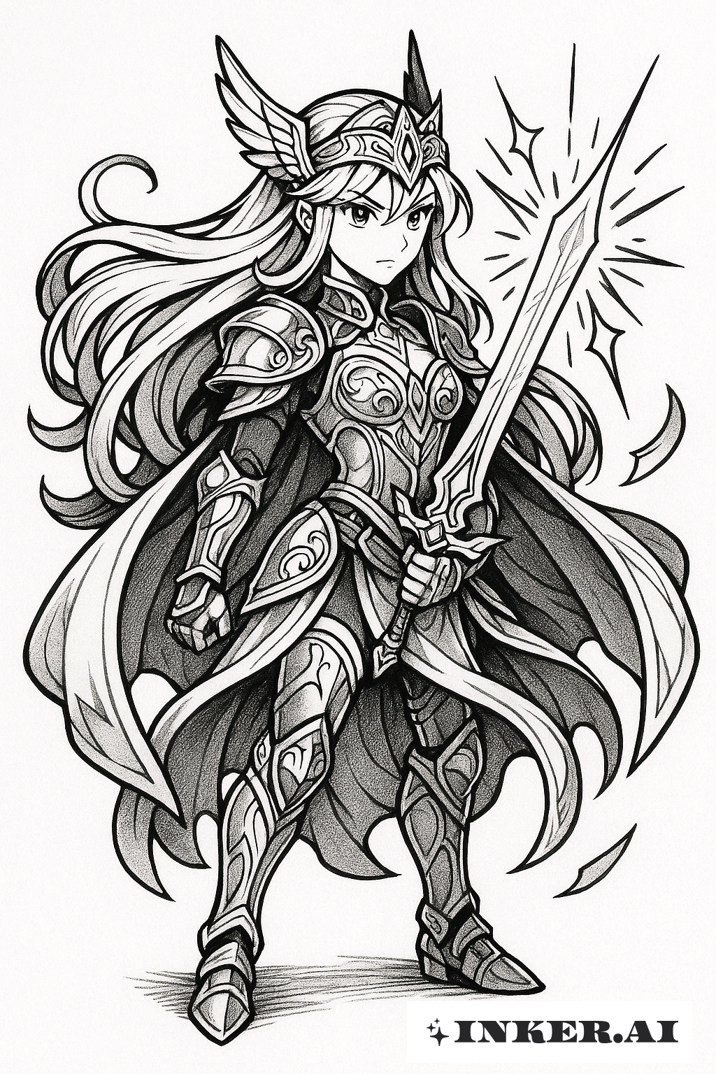 Armored Valkyrie Princess With Glowing Sword