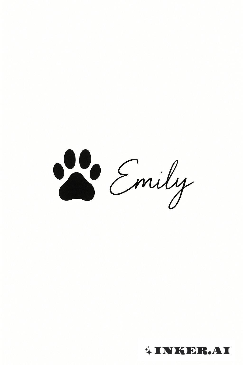 Une petite silhouette de patte de chien à côté d'un nom