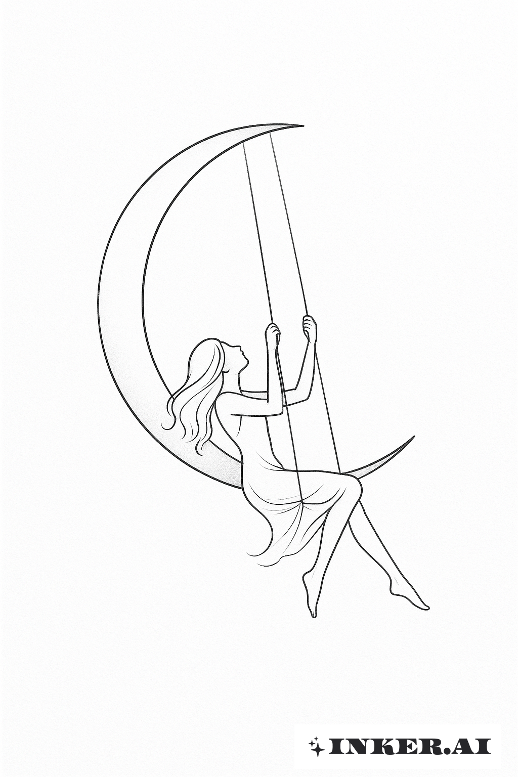 A Silhouette Swinging On A Crescent Moon