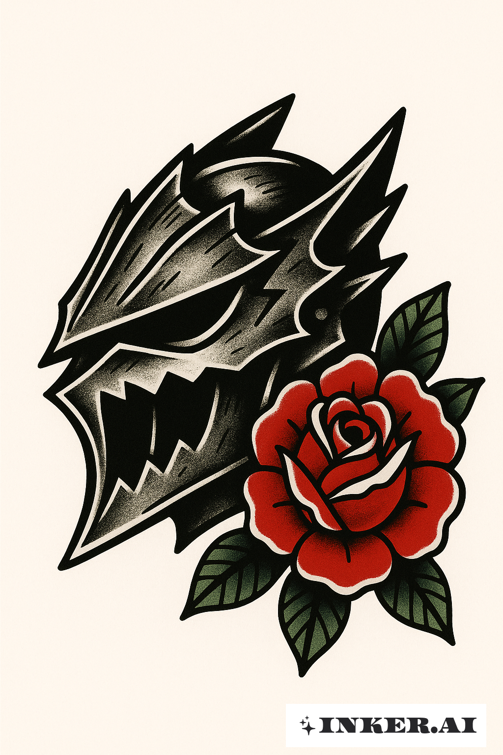 Guts' Berserk Helm Mit Einer Rose