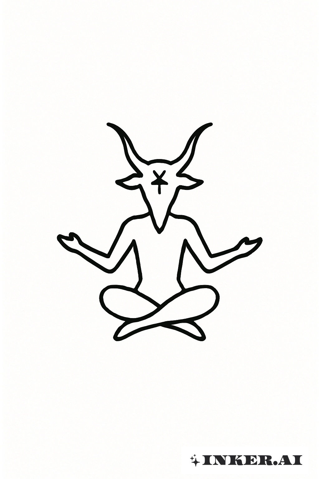 Kleine Baphomet-Silhouette im Sitzen