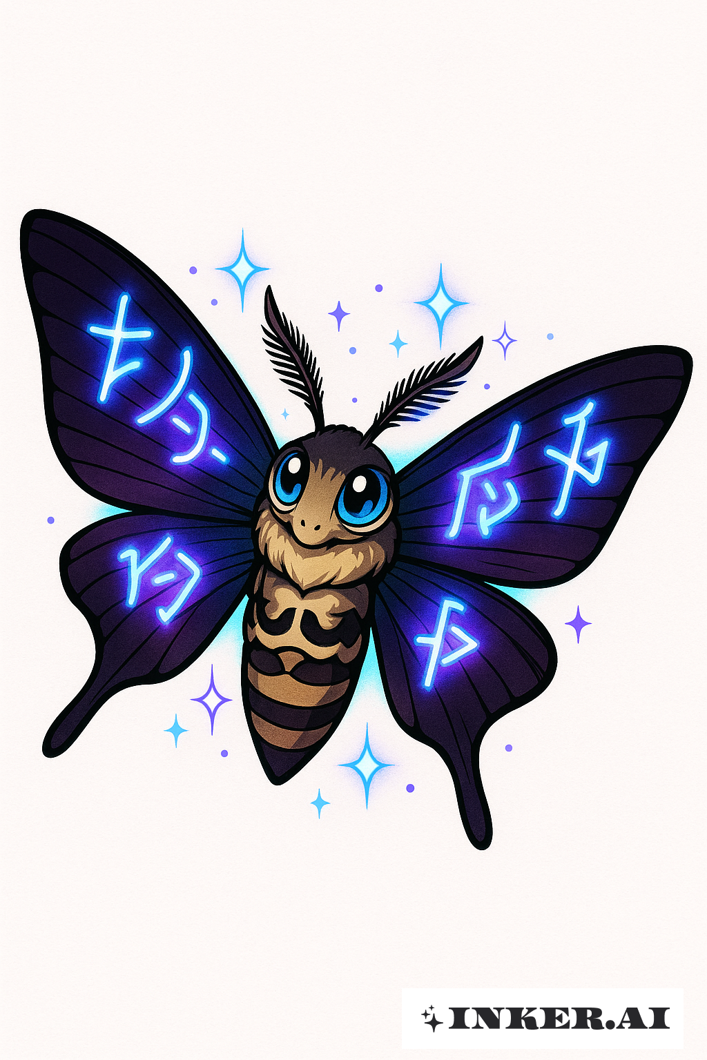 Death Moth With Glowing Magical Runes