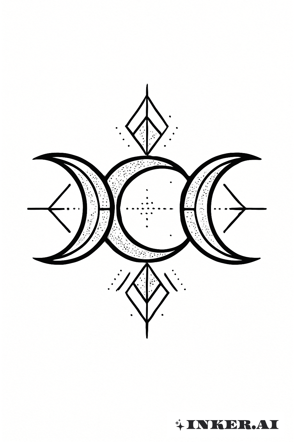 Geometric Triple Crescent Moon Symbol