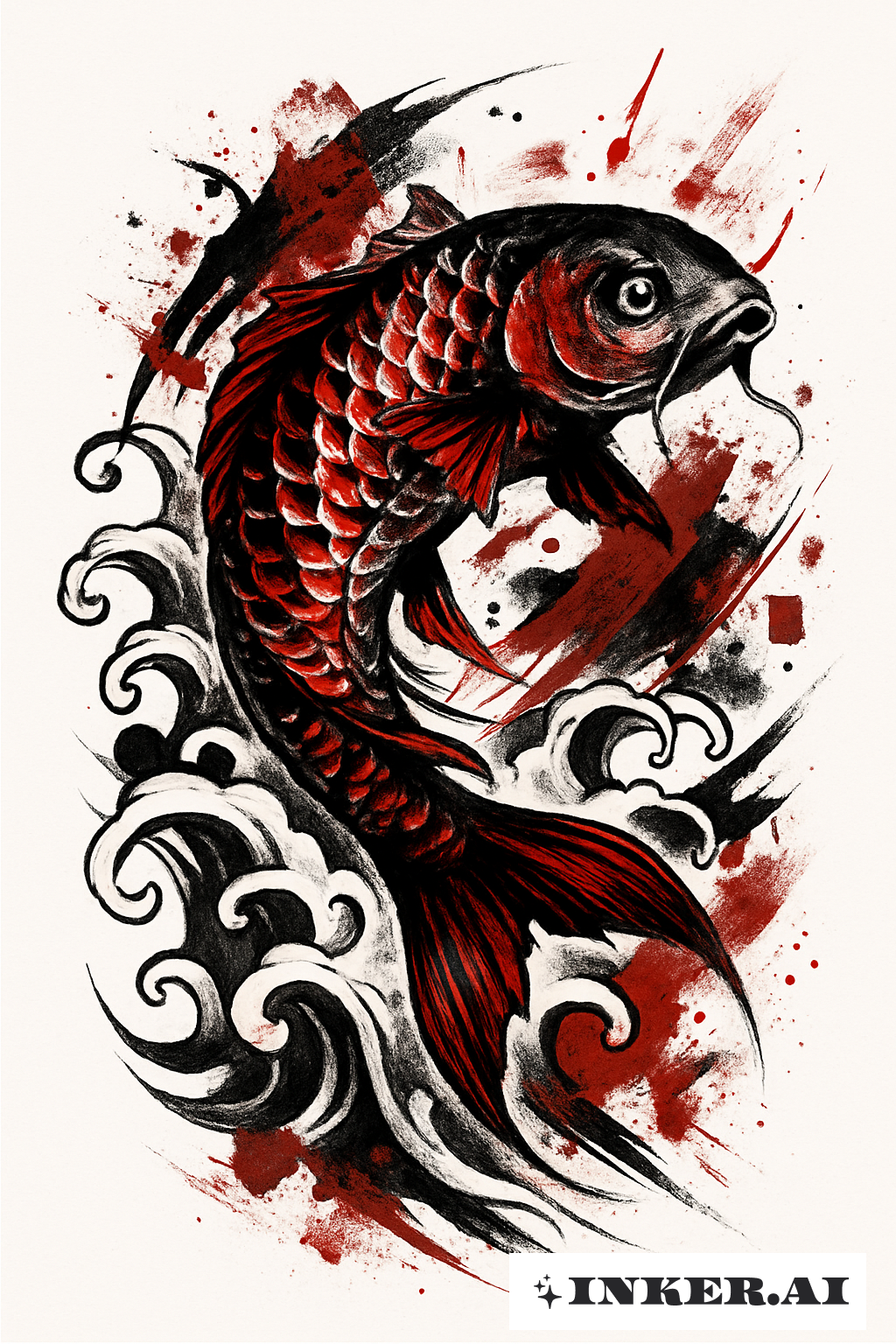 Carpe Koï en Traits d'Encre Trash Polka